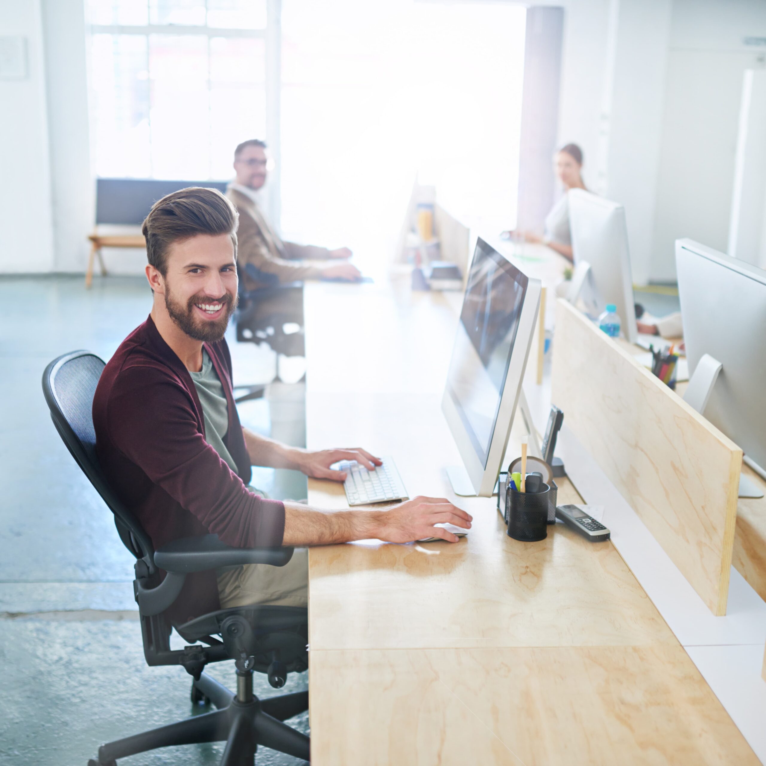 Person in recovery confidently starting an internship in a professional environment
